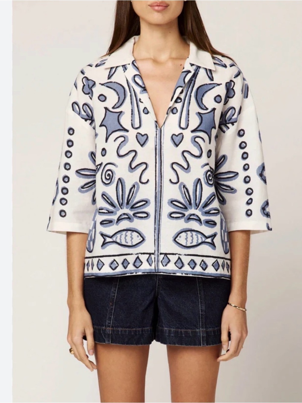 Cleobella top cotton linen S 3/4 sleeve